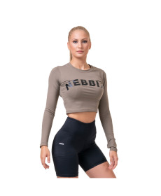 Жіночий кроп-топ з довгими рукавами Nebbia Sporty Hero 585 - М - Мокко