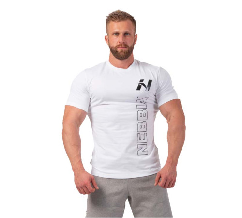 Чоловіча футболка Nebbia Vertical Logo 293 - білий/XXL Чоловіча футболка Nebbia Vertical Logo 293 - білий/XXL