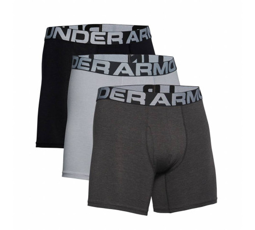 Чоловічі боксерки  Under Armour Charged Cotton - 3 пари: чорні/сірі/темно-сірі/XL
