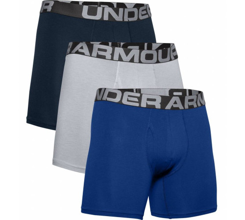 Чоловічі боксерки Under Armour Charged Cotton - 3 пари: темно-сині/сірі/яскраво сині/М Чоловічі боксерки Under Armour Charged Cotton - 3 пари: темно-сині/сірі/яскраво сині/М