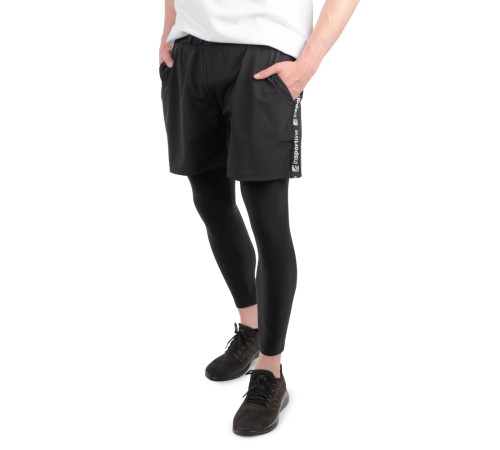 Чоловічі легінси + шорти 2-в-1 inSPORTline Closefit - L - чорні Чоловічі легінси + шорти 2-в-1 inSPORTline Closefit - L - чорні