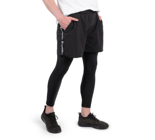 Чоловічі легінси + шорти 2-в-1 inSPORTline Closefit - L - чорні Чоловічі легінси + шорти 2-в-1 inSPORTline Closefit - L - чорні