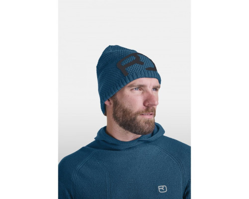 Шапка ч Ortovox ROCK'N'WOOL BEANIE M petrol blue - M - синій