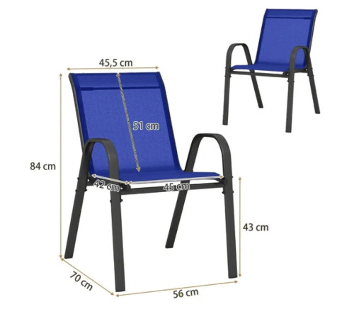 Крісло садове Costway Patio 2 шт, синє Крісло садове Costway Patio 2 шт, синє