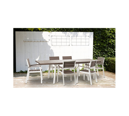 Стіл садовий розсувний Keter Harmony 162 х 100,5 см, коричнево-білий