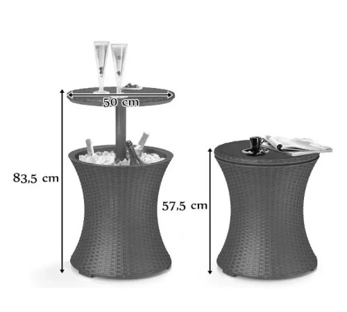 Стіл-холодильник Keter Cool Bar Rattan, коричневий