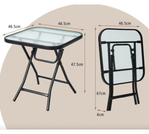 Стіл Costway Kontrast 46,5 x 47,5 см, чорний