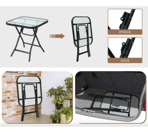 Стіл Costway Kontrast 46,5 x 47,5 см, чорний