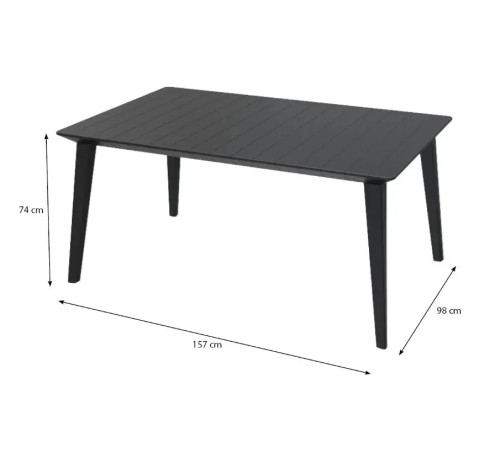 Стіл садовий Keter Lima 160 157 х 80 см, графіт