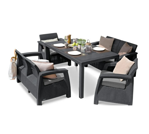Комплект меблів Keter Fiesta 6-місний з подушками, графіт