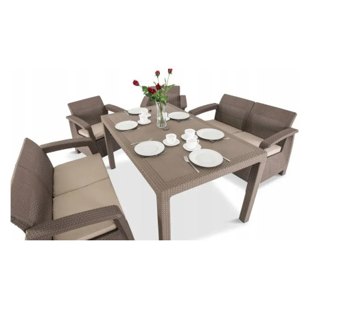 Комплект меблів Keter Fiesta 6-місний з подушками, капучино