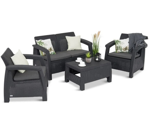 Комплект меблів Keter Corfu 4-місний з подушками, графіт