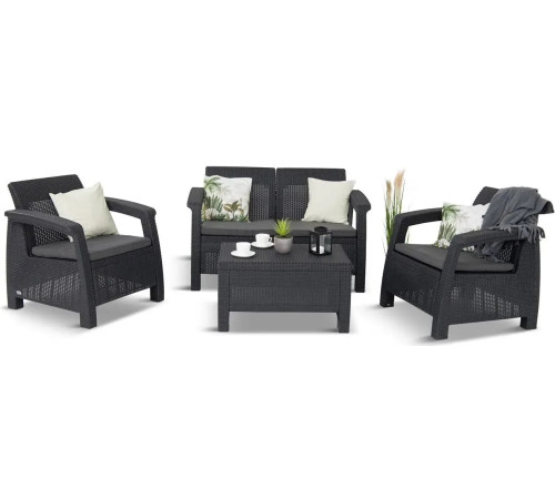 Комплект меблів Keter Corfu 4-місний з подушками, графіт