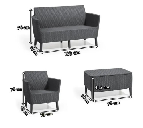 Комплект меблів Keter Salemo 4-місний, графіт