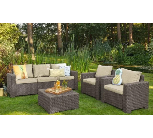 Диван садовий Keter California 3-місний з подушками, капучино