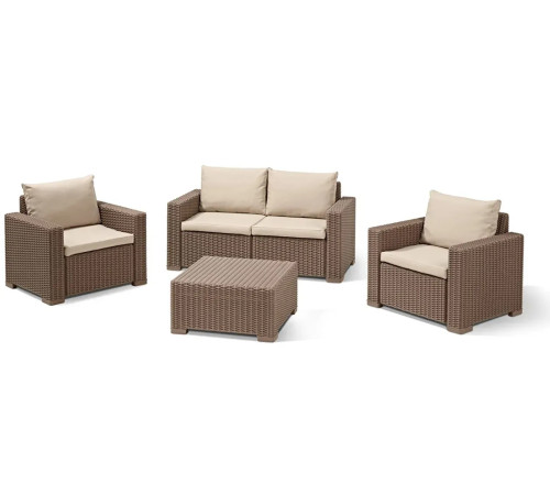 Диван садовий Keter California 2-місний з подушками, капучино