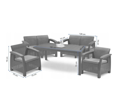 Комплект меблів Keter Corfu Fiesta 6-місний, коричневий