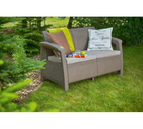 Диван садовий Keter Corfu II Love 2-місний, капучино