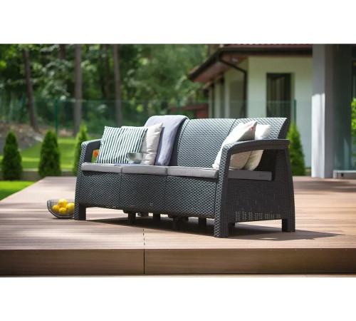 Диван садовий Keter Corfu II Max Love 3-місний, графіт