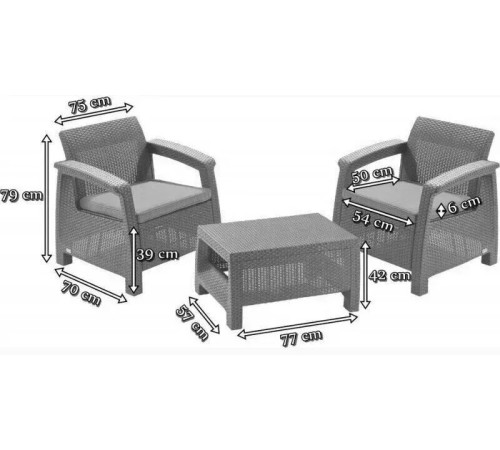Комплект меблів Keter Corfu weekend 2-місний, графіт