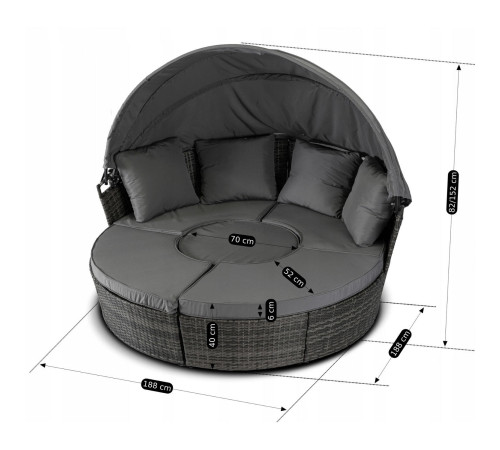 Комплект садових меблів MEBEL ELITE Каліфорнія, сірий Комплект садових меблів MEBEL ELITE Каліфорнія, сірий