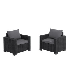 Комплект крісел садових Keter California з подушками, графіт