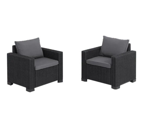 Комплект крісел садових Keter California з подушками, графіт