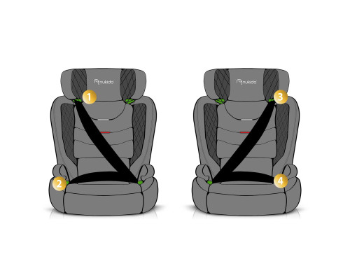 Автокрісло Nukido Louis чорно-сіре 15-36 кг ISOFIX