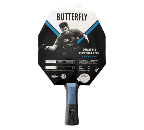 Ракетка для настільного тенісу BUTTERFLY Ovtcharov Sapphire, чорно-червона