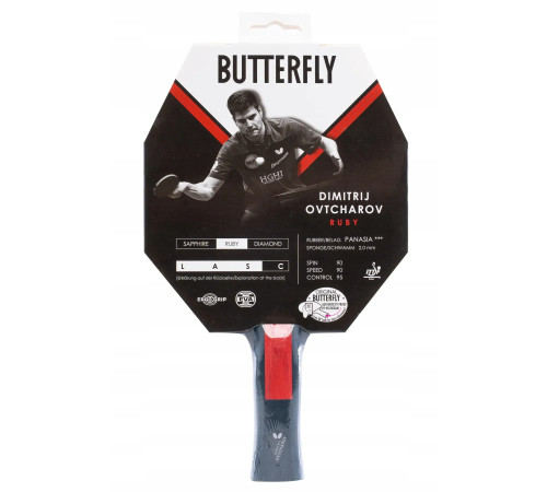 Ракетка для настільного тенісу Butterfly Ovtcharov Ruby, чорно-червона