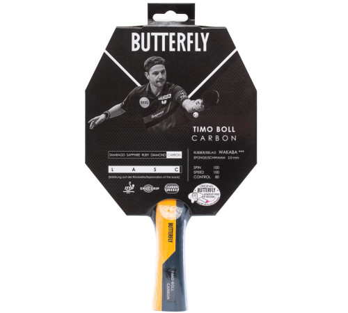 Ракетка для настільного тенісу BUTTERFLY Timo Boll Carbon, чорно-червона