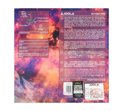 Накладка для ракетки Joola Rhyzen Fire 2.0, червона