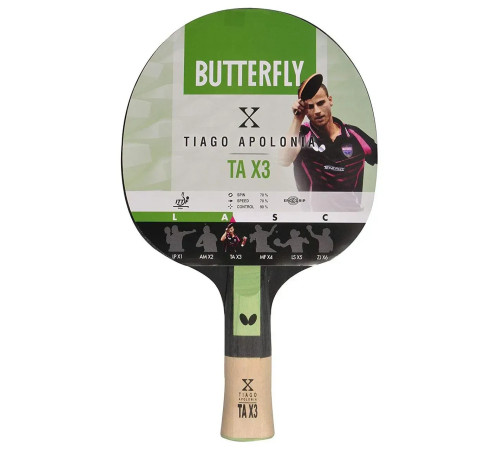 Ракетка для настільного тенісу Butterfly Tiago Apolonia TAX3, червона