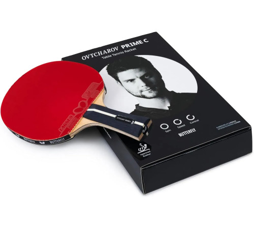 Ракетка для настільного тенісу Butterfly Ovtcharov Prime C Carbon FL, чорно-червона