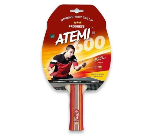 Ракетка для настільного тенісу Atemi 600, червоний