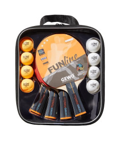 Набір для настільного тенісу Gewo Family & Friends 4 Bats 8 Balls, чорно-червоний
