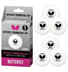 М'ячі для настільного тенісу BUTTERFLY TRAINING 6 шт, білі