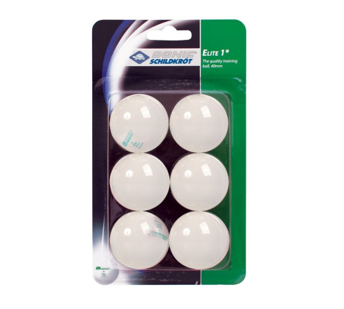 М'ячі для настільного тенісу DONIC Elite TT-Ball 6 шт, білі М'ячі для настільного тенісу DONIC Elite TT-Ball 6 шт, білі