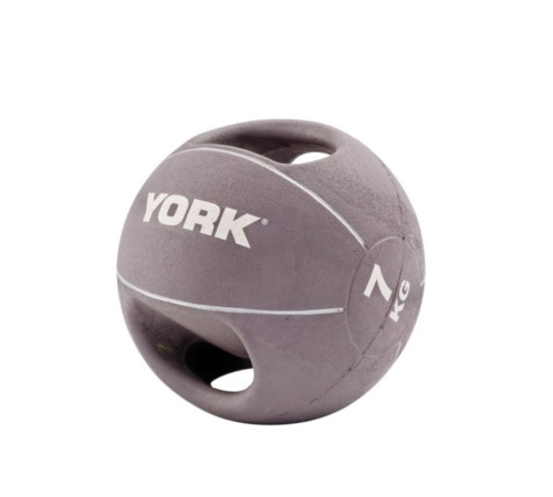 М'яч медбол 7 кг York Fitness із двома ручками, сірий М'яч медбол 7 кг York Fitness із двома ручками, сірий