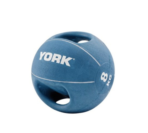 М'яч медбол 8 кг York Fitness із двома ручками, синій М'яч медбол 8 кг York Fitness із двома ручками, синій