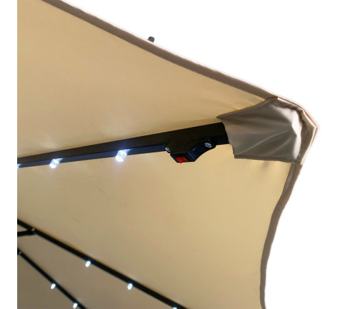 Парасоля садова з LED підсвіткою Bonro B-7012LP 3 м, 8 спиць, бежева Парасоля садова з LED підсвіткою Bonro B-7012LP 3 м, 8 спиць, бежева