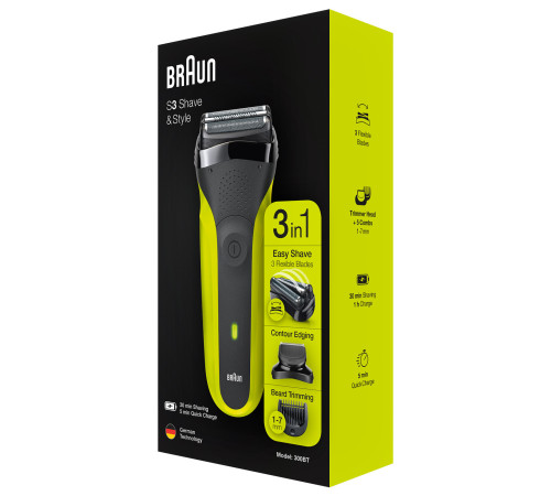Електробритва BRAUN 300BT Series 3 типу 5408 black/green
