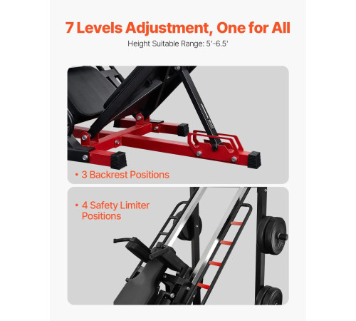 Жим ногами VEVOR HM1904, чорно-червоний