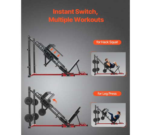 Жим ногами VEVOR HM1904, чорно-червоний