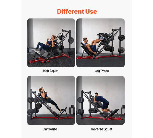 Жим ногами VEVOR HM1904, чорно-червоний