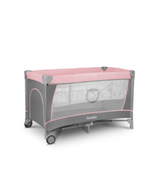 Ліжечко-манеж Lionelo Flower Flamingo 84 х 125 х 41 см - рожево-сірий