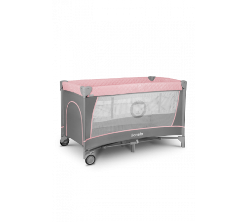 Ліжечко-манеж Lionelo Flower Flamingo 84 х 125 х 41 см - рожево-сірий