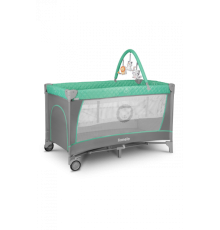 Ліжечко-манеж Lionelo Flower Turquoise 84 х 125 х 41 см - сіро-бірюзовий