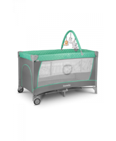 Ліжечко-манеж Lionelo Flower Turquoise 84 х 125 х 41 см - сіро-бірюзовий