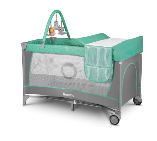 Ліжечко-манеж Lionelo Flower Turquoise 84 х 125 х 41 см - сіро-бірюзовий Ліжечко-манеж Lionelo Flower Turquoise 84 х 125 х 41 см - сіро-бірюзовий